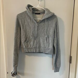 Brandy Melville Cropped Zip Up Hoodie
